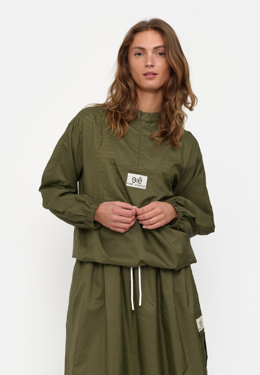 Women esmé studios | Esmelvy Ls Blouse Dark Olive