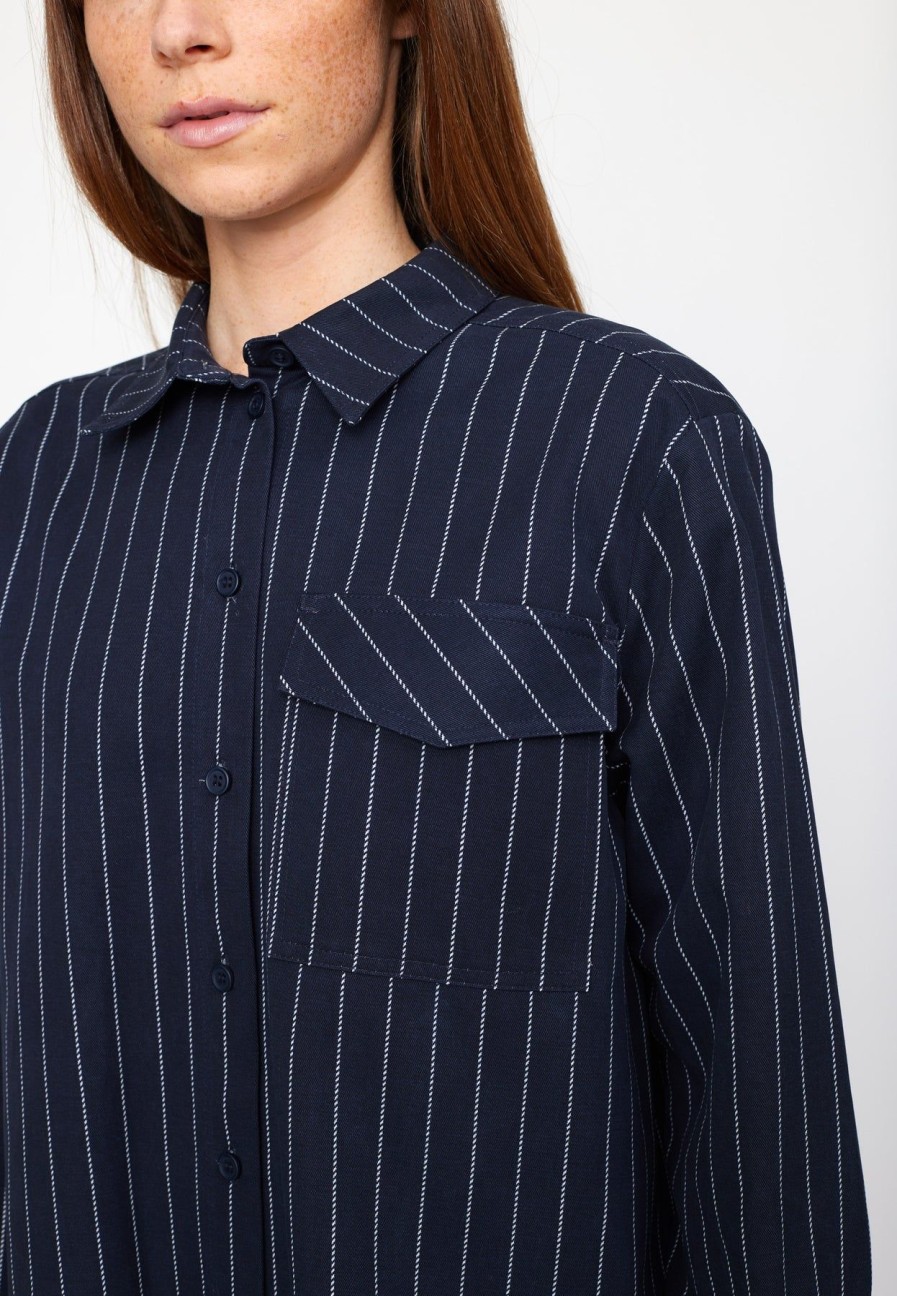 Women esmé studios | Eslexi Ls Shirt Dark Sapphire Pinstripe