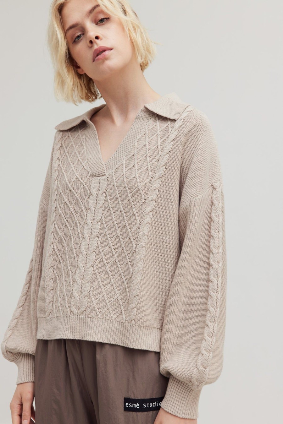 Women esmé studios | Esanny Polo Knit Chateau Gray